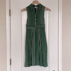 Anthropologie Green Polka Dot Sleeveless Midi Dress